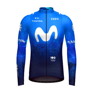 GOBIK Cyklistický dres s dlhým rukávom zimný - HYDER MOVISTAR TEAM 2024 - modrá/biela