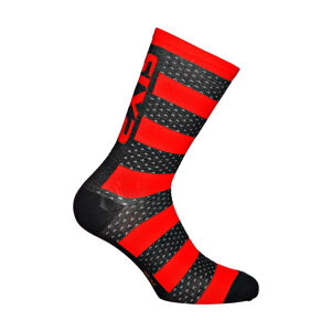 SIX2 Cyklistické ponožky klasické - LUXURY MERINO - červená/čierna 47-49