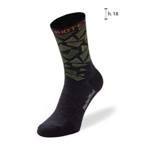 BIOTEX Cyklistické ponožky klasické - MERINO - čierna/žltá 37-39