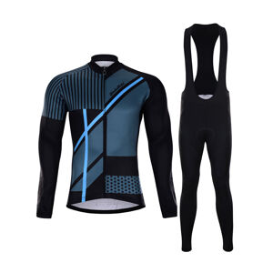 HOLOKOLO Cyklistický zimný dres a nohavice - TRACE BLUE WINTER - čierna/modrá