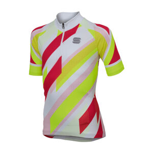 SPORTFUL Cyklistický dres s krátkym rukávom - VOLT KIDS - červená/biela/žltá