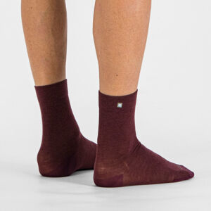 SPORTFUL Cyklistické ponožky klasické - MATCHY WOOL - bordová L-XL