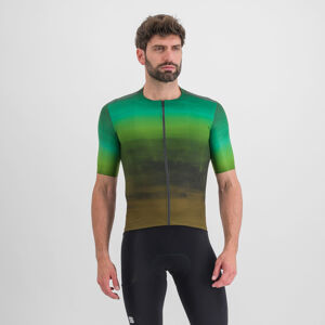 SPORTFUL Cyklistický dres s krátkym rukávom - FLOW SUPERGIARA - zelená/hnedá L