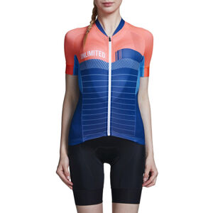MONTON Cyklistický dres s krátkym rukávom - PIONEER LADY - oranžová/modrá 2XS