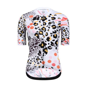 MONTON Cyklistický dres s krátkym rukávom - LEOPARD LADY - ružová/biela/čierna XS