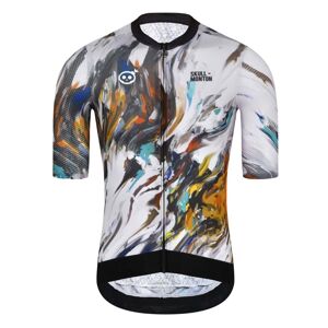 MONTON Cyklistický dres s krátkym rukávom - SKULL PALETTE - biela/šedá/čierna/oranžová/modrá M