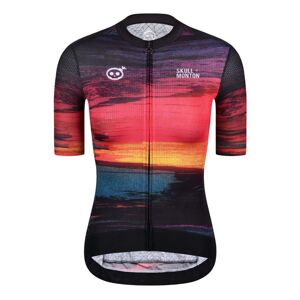 MONTON Cyklistický dres s krátkym rukávom - SKULL SUNSET LADY - čierna/žltá/červená/modrá XS