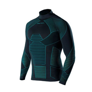 BIOTEX Cyklistické tričko s dlhým rukávom - ICEBREAK - čierna/svetlo modrá XL-2XL