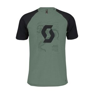 SCOTT Cyklistické tričko s krátkym rukávom - ICON RAGLAN - zelená/čierna L