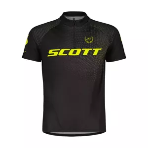 SCOTT Cyklistický dres s krátkym rukávom - RC PRO JR - čierna/žltá 140 cm