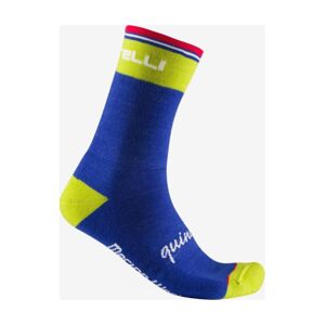 CASTELLI Cyklistické ponožky klasické - QUINDICI SOFT MERINO - modrá/žltá 2XL