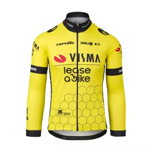 AGU Cyklistický dres s dlhým rukávom letný - REPLICA VISMA | LEASE A BIKE 2024 - žltá/čierna 2XL