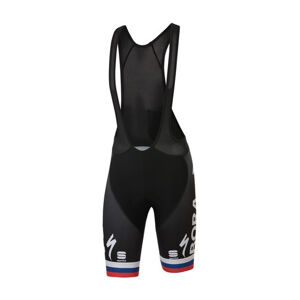 SPORTFUL Cyklistické nohavice krátke s trakmi - BORA HANSGROHE 2020 - čierna/viacfarebná M