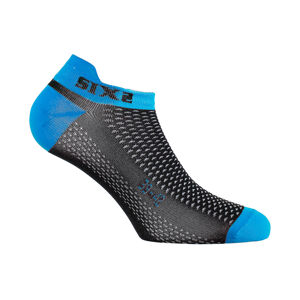 SIX2 Cyklistické ponožky členkové - FANT S C - čierna/svetlo modrá 39-42