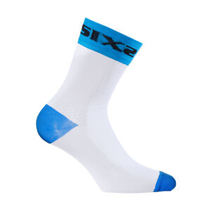SIX2 Cyklistické ponožky klasické - WHITE SHORT - biela/svetlo modrá 43-46