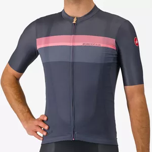 CASTELLI Cyklistický dres s krátkym rukávom - GIRO VELOCE - modrá/ružová M
