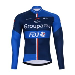 BONAVELO Cyklistický dres s dlhým rukávom zimný - FDJ 2023 - čierna/modrá 2XL