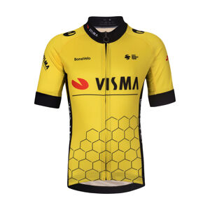 BONAVELO Cyklistický dres s krátkym rukávom - VISMA 2024 KIDS - žltá/čierna XS-125cm