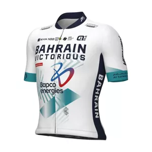 ALÉ Cyklistický dres s krátkym rukávom - BAHRAIN VICTORIOUS 2024 - biela/modrá 4XL