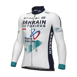 ALÉ Cyklistický dres s dlhým rukávom zimný - BAHRAIN VICTORIOUS 2024 - biela/modrá 2XL