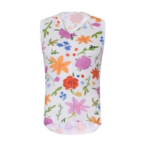 HOLOKOLO Cyklistický dres bez rukávov - FLORAL ELITE LADY - biela/viacfarebná S
