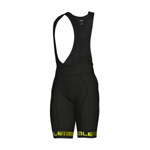 ALÉ Cyklistické nohavice krátke s trakmi - STRADA - čierna/žltá XL