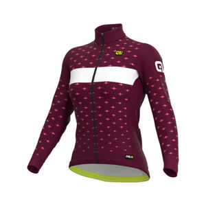 ALÉ Cyklistický dres s dlhým rukávom zimný - PR-R STARS - bordová/ružová M