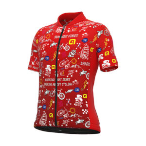 ALÉ Cyklistický dres s krátkym rukávom - VIBES - červená 12Y