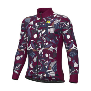 ALÉ Cyklistický dres s dlhým rukávom zimný - OVER PRAGMA - bordová/viacfarebná 8XL