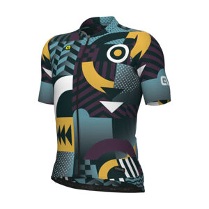 ALÉ Cyklistický dres s krátkym rukávom - PR-E GAMES - tyrkysová/fialová/žltá S