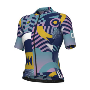 ALÉ Cyklistický dres s krátkym rukávom - PR-E GAMES - ružová/tyrkysová/žltá S