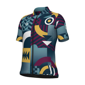 ALÉ Cyklistický dres s krátkym rukávom - KID GAMES - fialová/tyrkysová/žltá