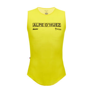 SANTINI Cyklistické tričko bez rukávov - TDF MAILLOT JAUNE ALPE D'HUEZ - žltá M-L