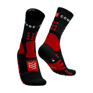 COMPRESSPORT Cyklistické ponožky klasické - HIKING - červená/čierna 45-48