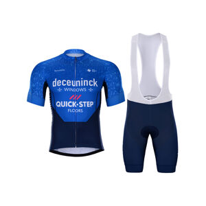 BONAVELO Cyklistický krátky dres a krátke nohavice - QUICKSTEP 2021 - biela/modrá