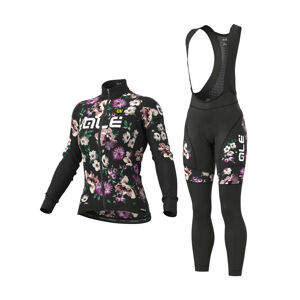 ALÉ Cyklistický zimný dres a nohavice - FIORI LADY WINTER - čierna