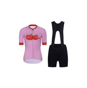HOLOKOLO Cyklistický krátky dres a krátke nohavice - FRUIT LADY  - ružová/čierna/červená