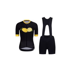 HOLOKOLO Cyklistický krátky dres a krátke nohavice - FRUIT LADY  - čierna/žltá