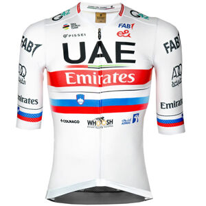 PISSEI Cyklistický dres s krátkym rukávom - UAE TEAM EMIRATES SLOVENIAN 2024 - biela/červená 2XL
