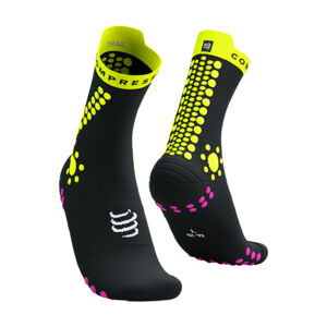 COMPRESSPORT Cyklistické ponožky klasické - PRO RACING V4.0 TRAIL - žltá/čierna 42-44