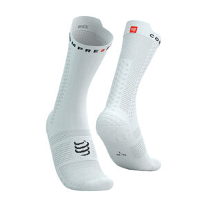 COMPRESSPORT Cyklistické ponožky klasické - PRO RACING V4.0 BIKE - biela 35-38
