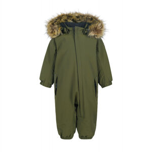 COLOR KIDS-Coverall w.fake fur, AF 20.000, dark olive 740620.9526 Zelená 74