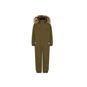 COLOR KIDS-Coverall w.fake fur, AF 20.000, dark olive 740658.9526 Zelená 116