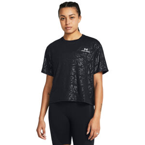 UNDER ARMOUR-Rush Energy Emboss Crop SS-BLK Čierna L