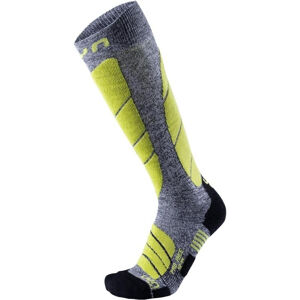 UYN-S100039 RACE MENS SKI SOCKS, G730 GRAY MELANGE/GREEN LIME Šedá 42/44