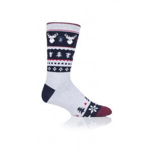 HEAT HOLDERS-MENS 1 PR LITE CHRISTMAS SOCKS 4-8 STAG-FESTIVE STAG Šedá 39/45